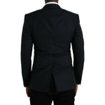 Dolce & Gabbana Black Stripe SICILIA Double Breasted Coat Blazer JKT4029-46