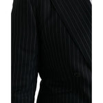 Dolce & Gabbana Black Stripe SICILIA Double Breasted Coat Blazer JKT4029-46