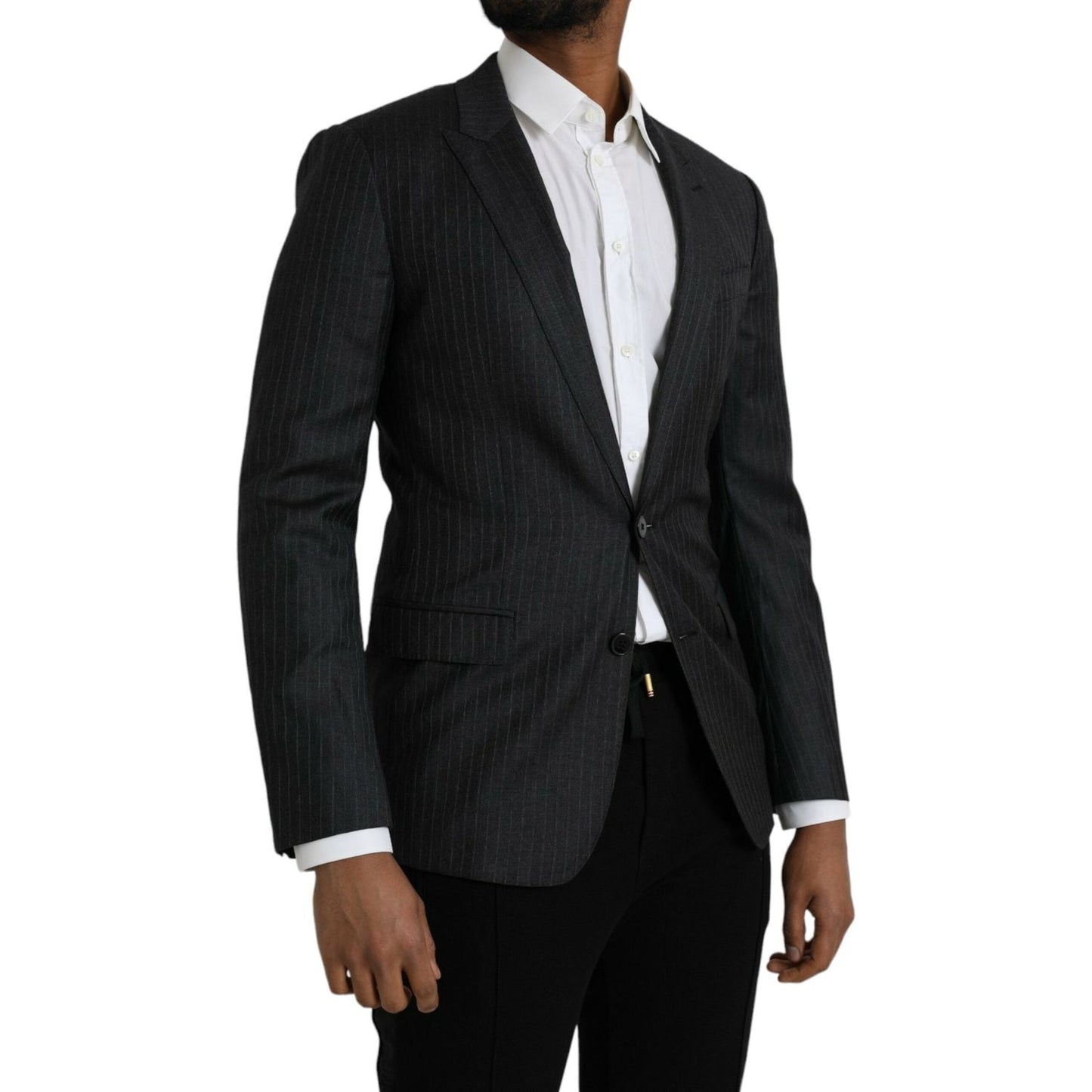 Dolce & Gabbana Black Stripe MARTINI Single Breasted Coat Blazer JKT4032-46