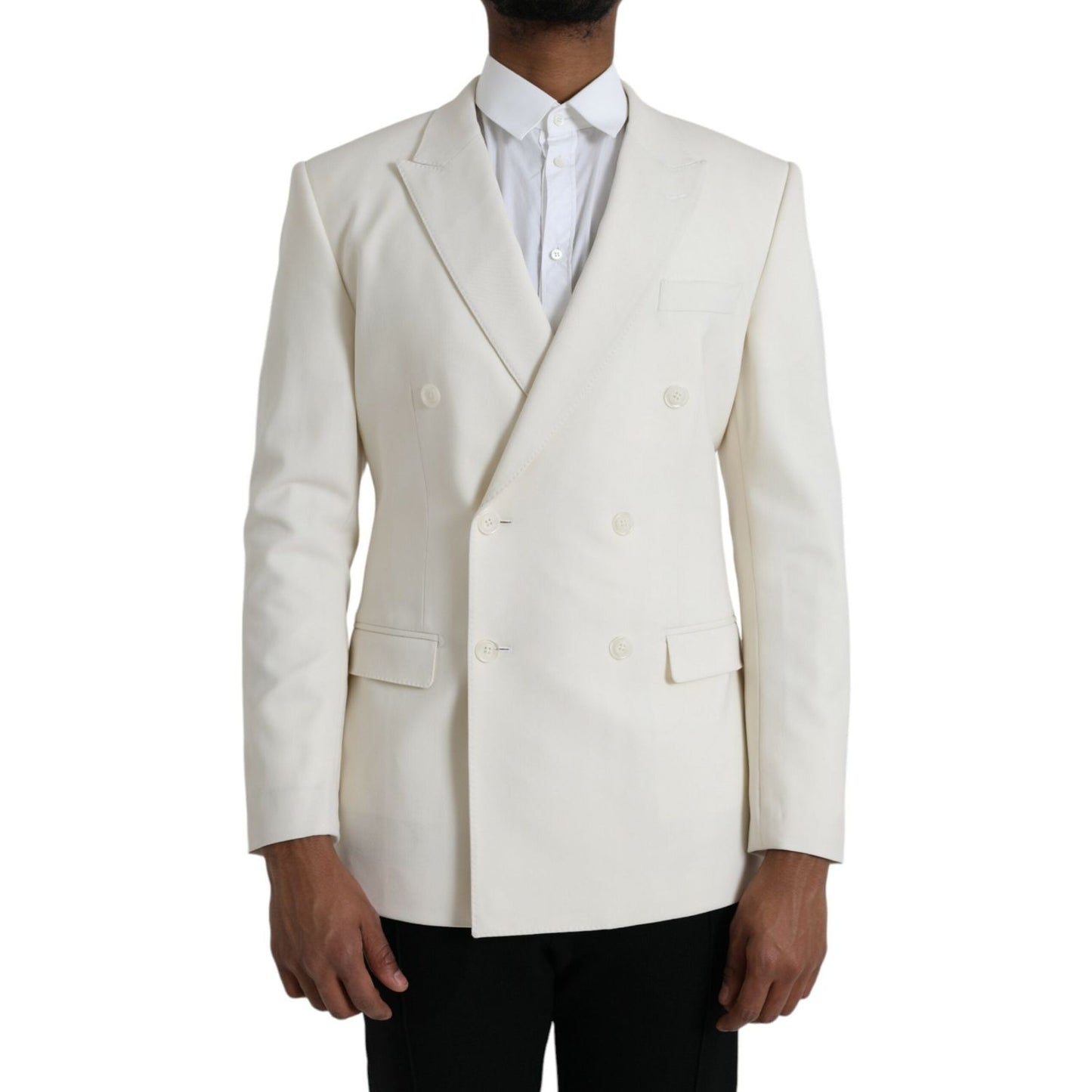 Dolce & Gabbana White Wool MARTINI Double Breasted Blazer JKT4044-50
