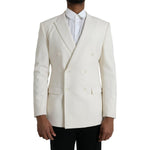 Dolce & Gabbana White Wool MARTINI Double Breasted Blazer JKT4044-50