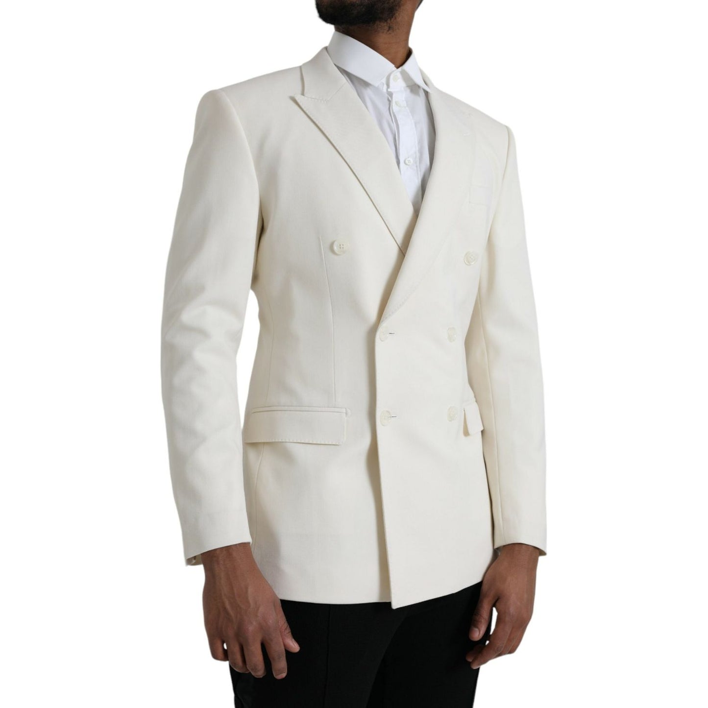 Dolce & Gabbana White Wool MARTINI Double Breasted Blazer JKT4044-50