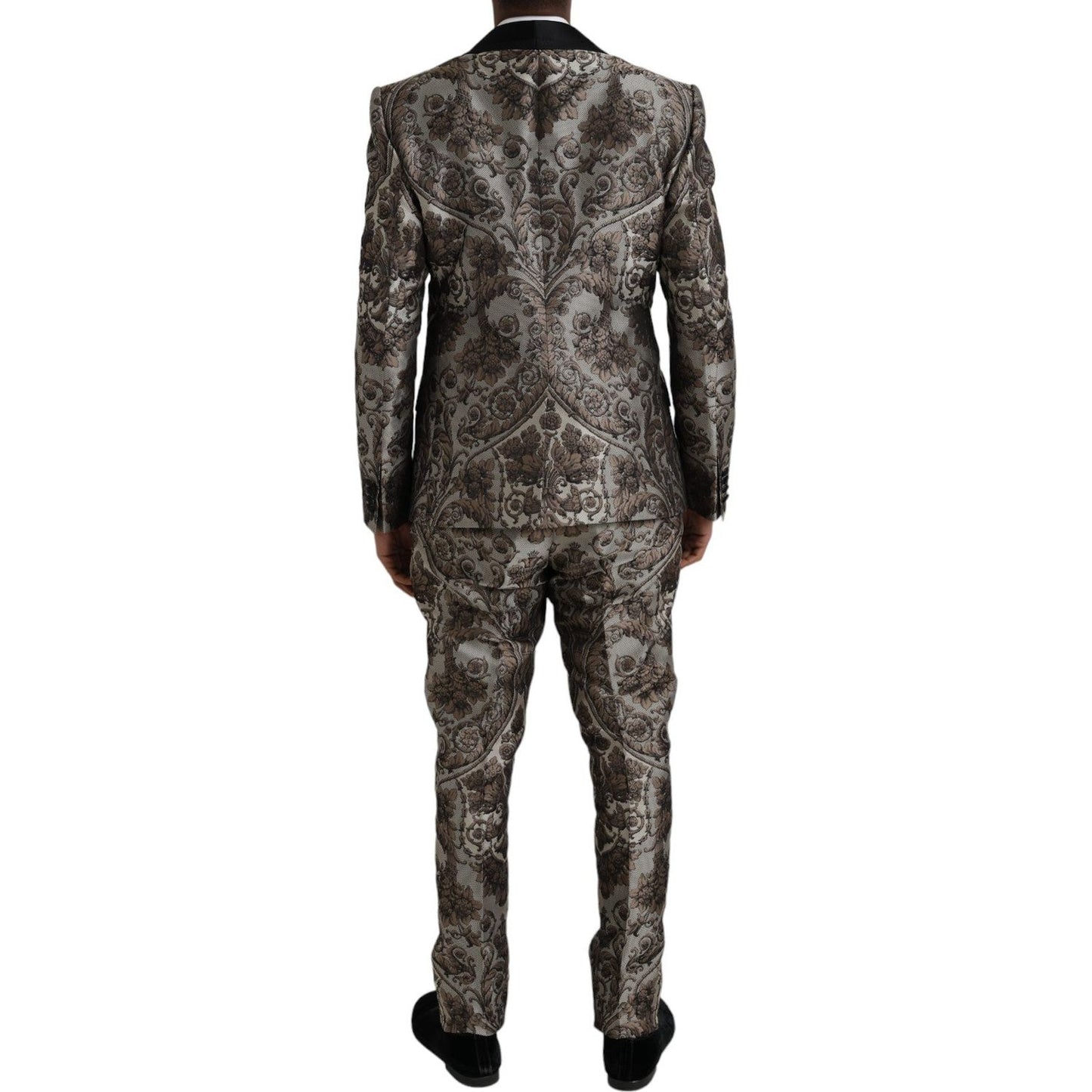 Dolce & Gabbana Brown Floral Jacquard Formal 3 Piece Suit KOS2220-54