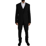 Dolce & Gabbana Black Polyester STAFF Formal 3 Piece Suit KOS2231-54