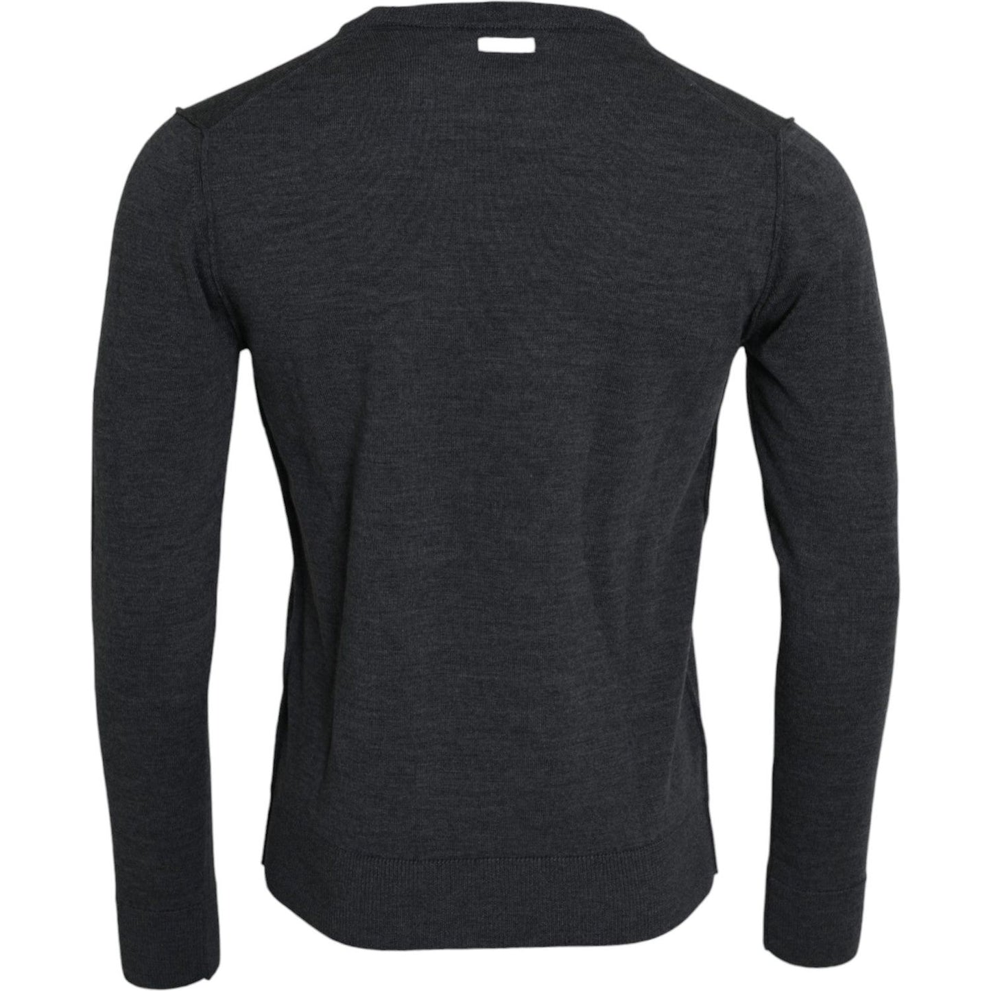 Dolce & Gabbana Dark Gray Wool Crew Neck Pullover Sweater TSH84668-54