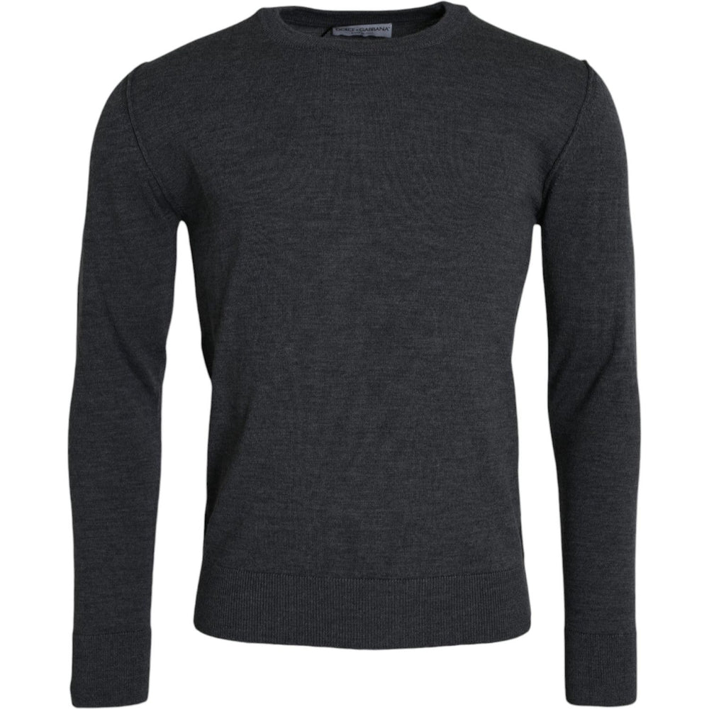 Dolce & Gabbana Dark Gray Wool Crew Neck Pullover Sweater TSH84668-54