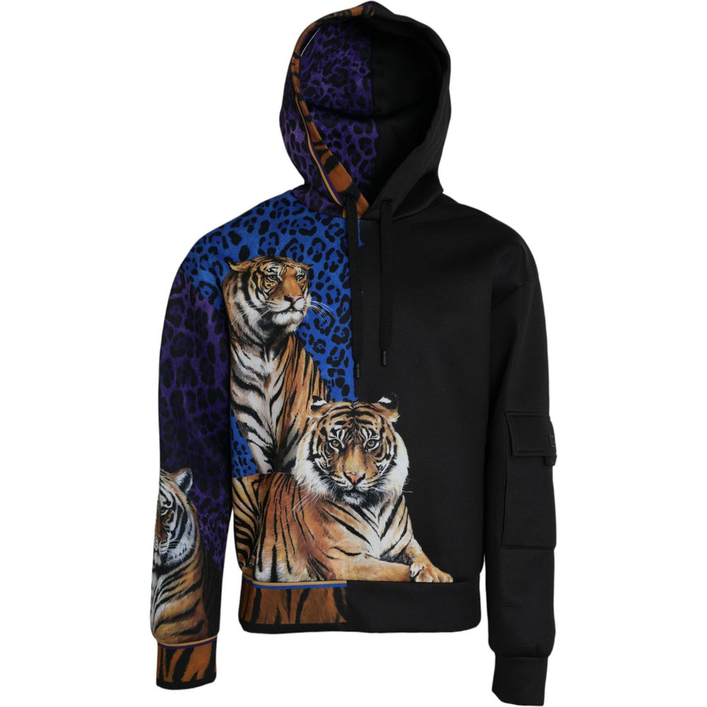 Dolce & Gabbana Multicolor Tiger Hooded Sweatshirt Sweater TSH85061-44