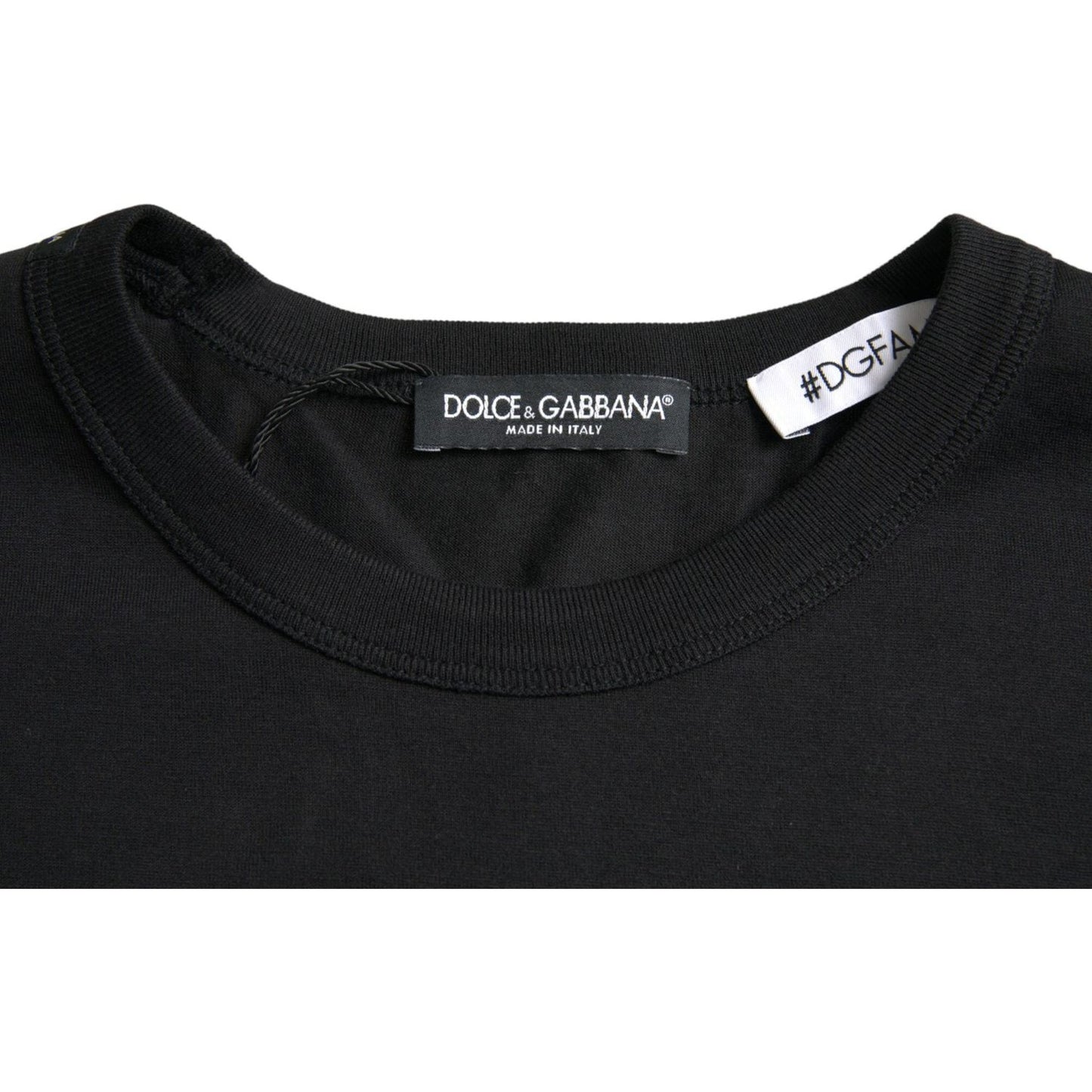 Dolce & Gabbana Black #DGFamily Cotton Crew Neck T-shirt TSH84620-46