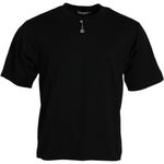 Dolce & Gabbana Black Embellished Cotton Crew Neck T-shirt TSH84621-46
