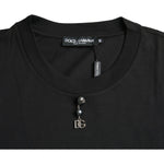 Dolce & Gabbana Black Embellished Cotton Crew Neck T-shirt TSH84621-46