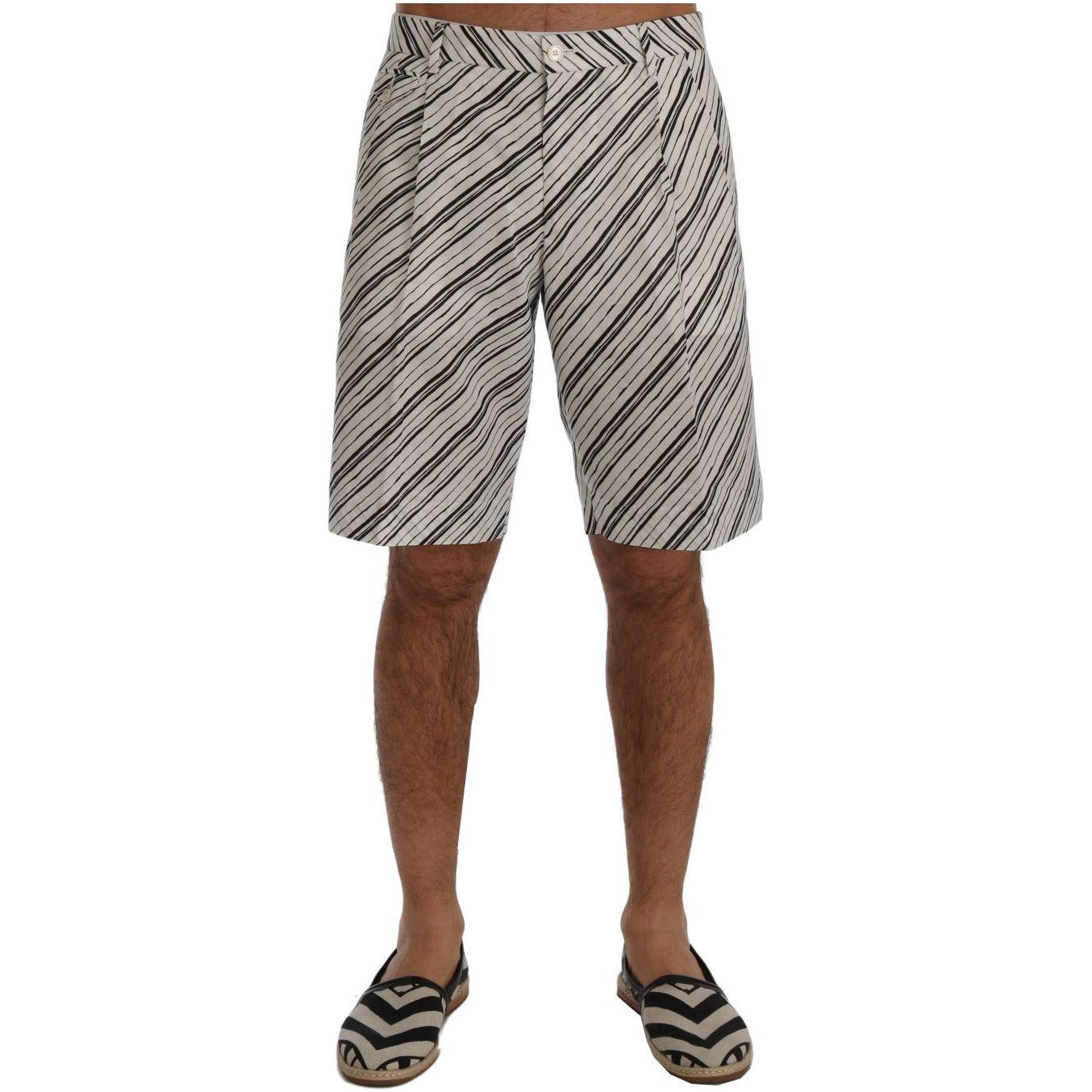 Dolce & Gabbana White Black Striped Casual Shorts SIG60404-6