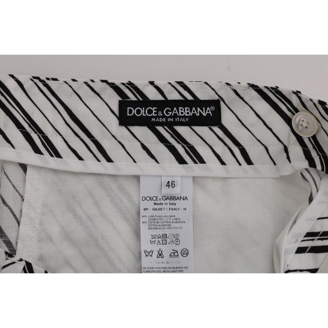 Dolce & Gabbana White Black Striped Casual Shorts SIG60404-6