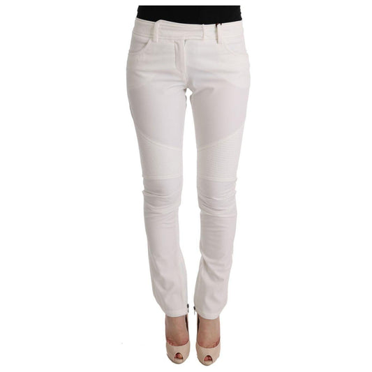 Ermanno Scervino White Cotton Slim Fit Casual Pants