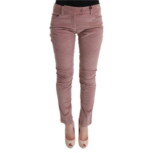 Ermanno Scervino Pink Velvet Cropped Casual Pants
