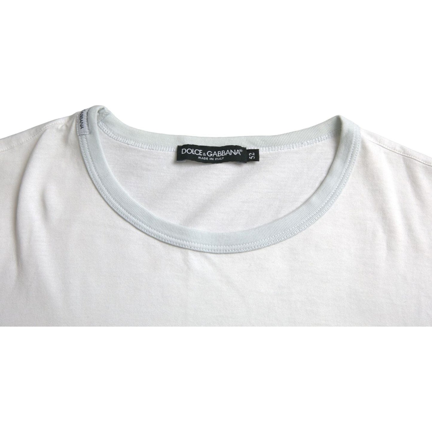 Dolce & Gabbana White Cotton Round Neck Short Sleeve T-shirt TSH84911-52