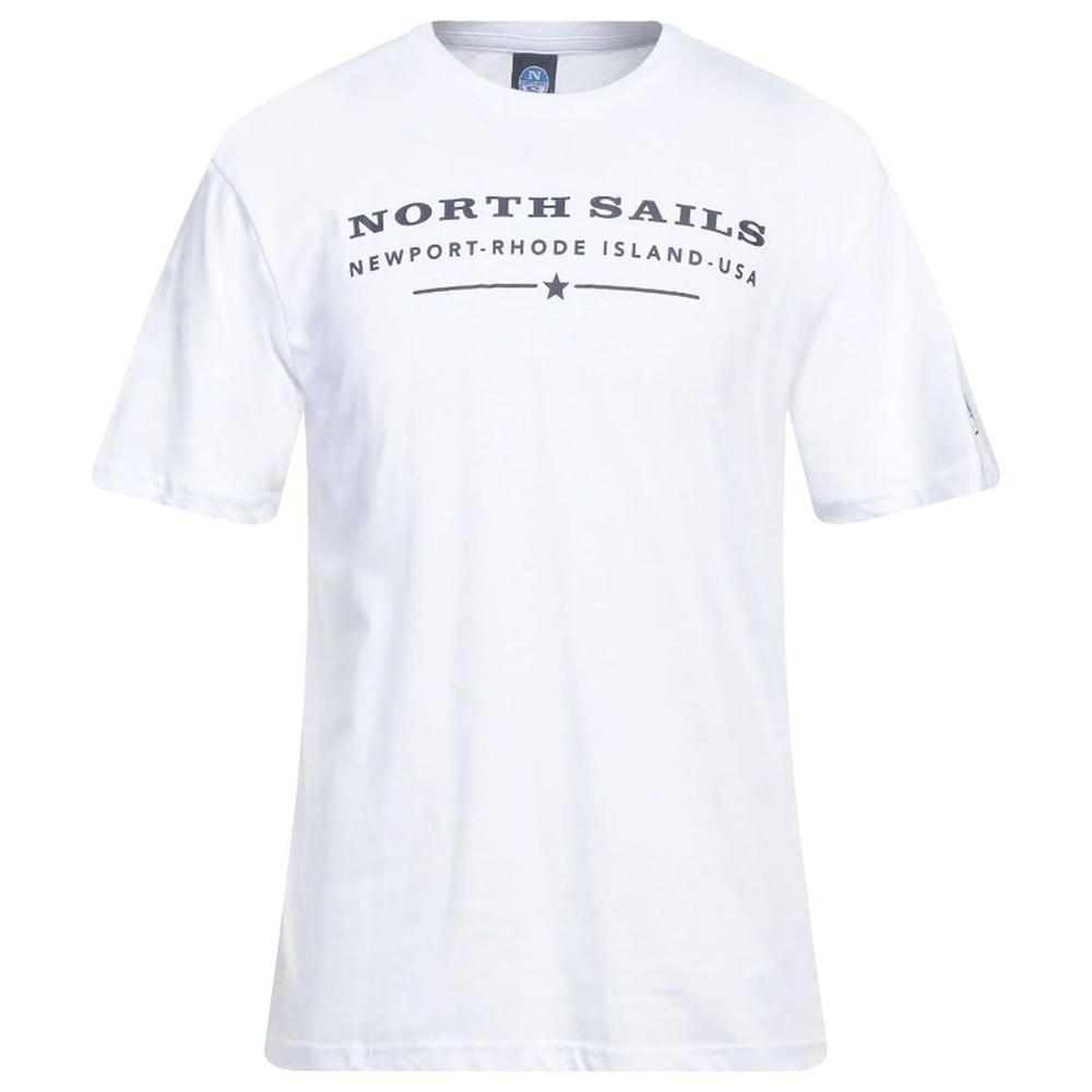 North Sails Elegant White Cotton Tee with Chest Print NO-12781-L