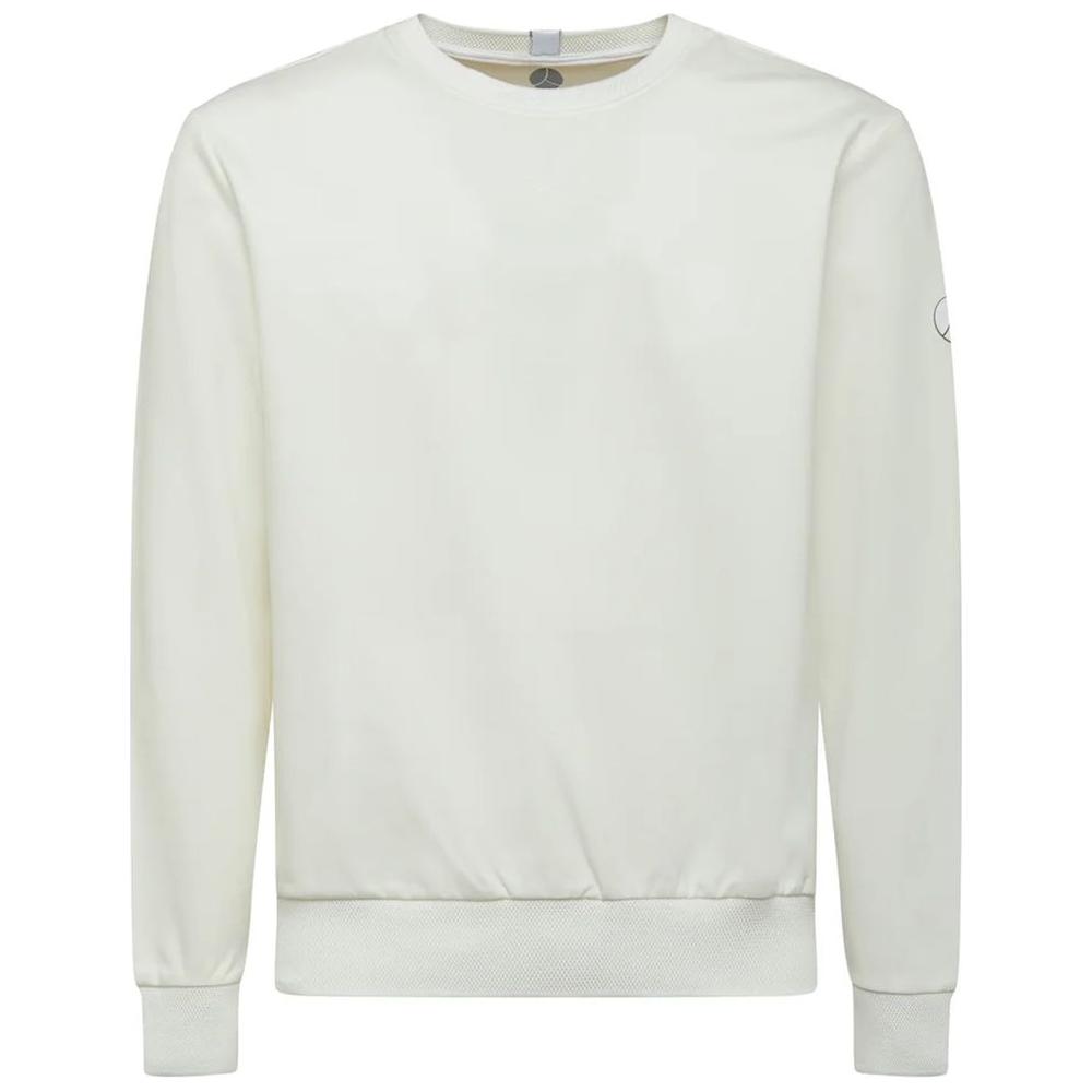 People Of Shibuya Chic White Tech Fabric Crewneck Sweater PE-12439-IT52 | XL