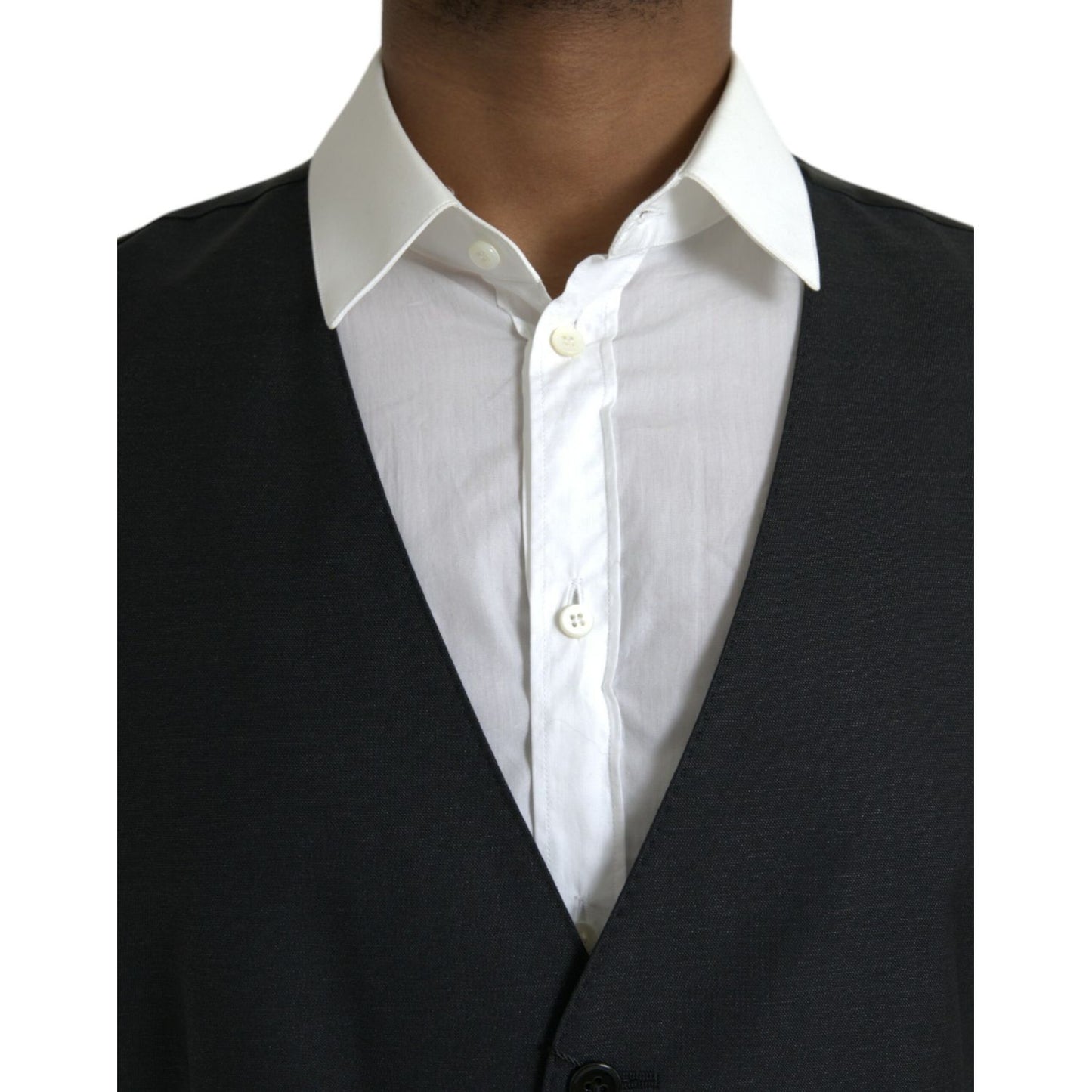 Dolce & Gabbana Black Wool Waistcoat Dress Formal Vest TSH851986-54