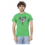 Cavalli Class Green Cotton Men T-Shirt CA-24332-M