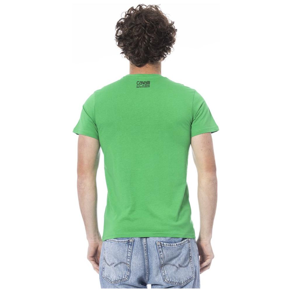 Cavalli Class Green Cotton Men T-Shirt CA-24332-M
