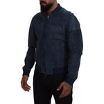 Dolce & Gabbana Blue Leather Perforated Full Zip Jacket JKT3603-50
