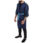Dolce & Gabbana Blue Satin Silk Waist Belt Robe Jacket JKT3458-48