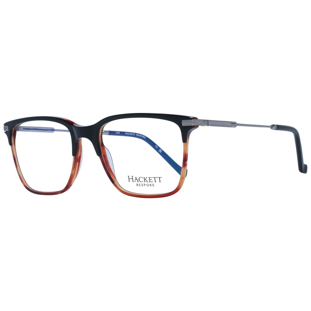 Hackett Brown Men Glasses Frame with full-rim acetate in brown, square style, demo lenses, size 53-18-140, includes branded case.