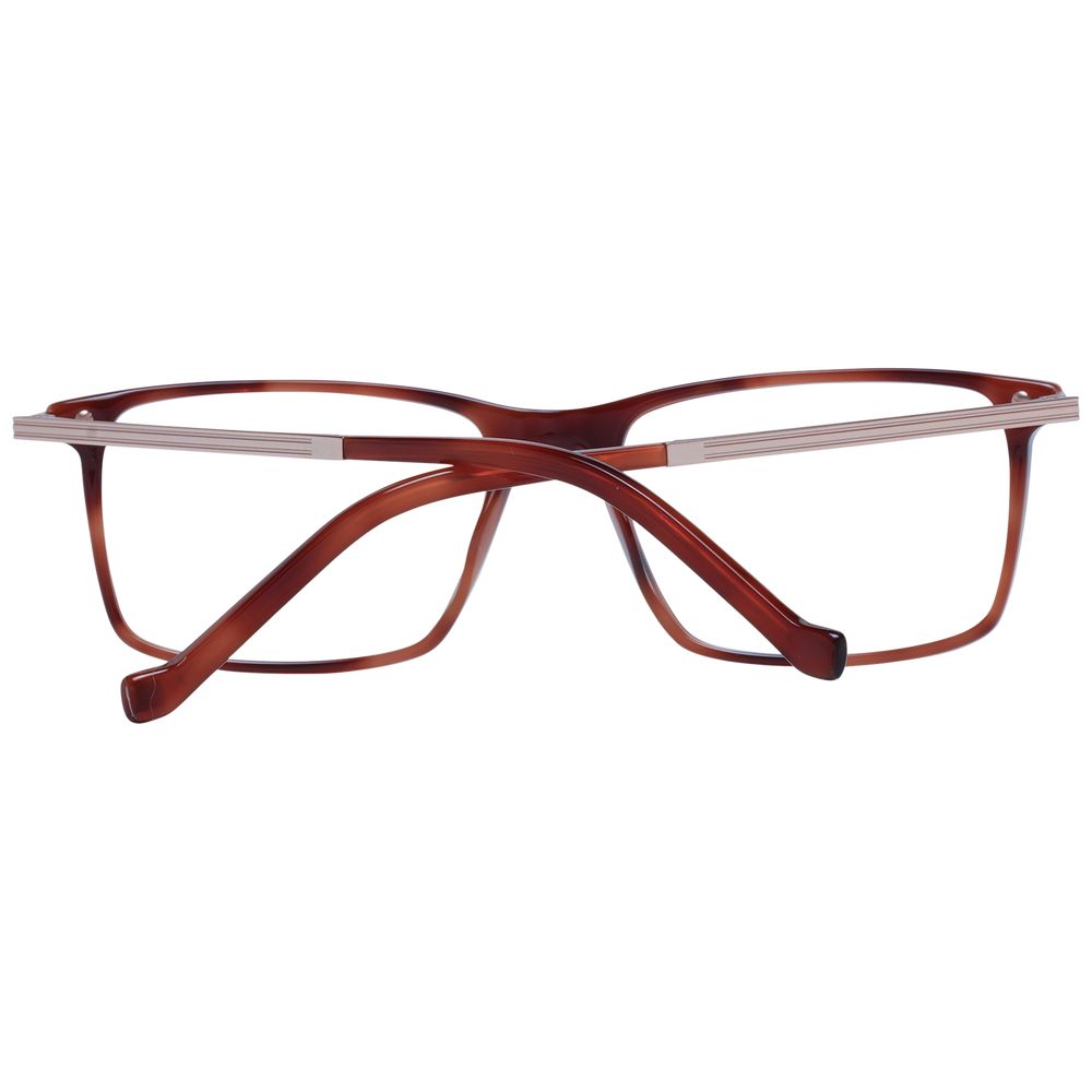 Hackett Brown Men Glasses Frame, full-rim acetate in brown with demo lenses, size 54-17-140, includes branded case.