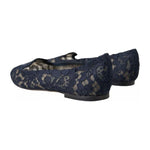 Dolce & Gabbana Dark Blue Taormina Lace Slip On Flats Shoes LA10892-35