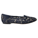 Dolce & Gabbana Dark Blue Taormina Lace Slip On Flats Shoes LA10892-35