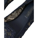Dolce & Gabbana Dark Blue Taormina Lace Slip On Flats Shoes LA10892-35