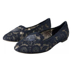 Dolce & Gabbana Dark Blue Taormina Lace Slip On Flats Shoes LA10892-35