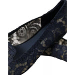 Dolce & Gabbana Dark Blue Taormina Lace Slip On Flats Shoes LA10892-35