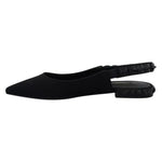 Dolce & Gabbana Black Flats Crystal Slingback Charmeuse Shoes LA10051-36