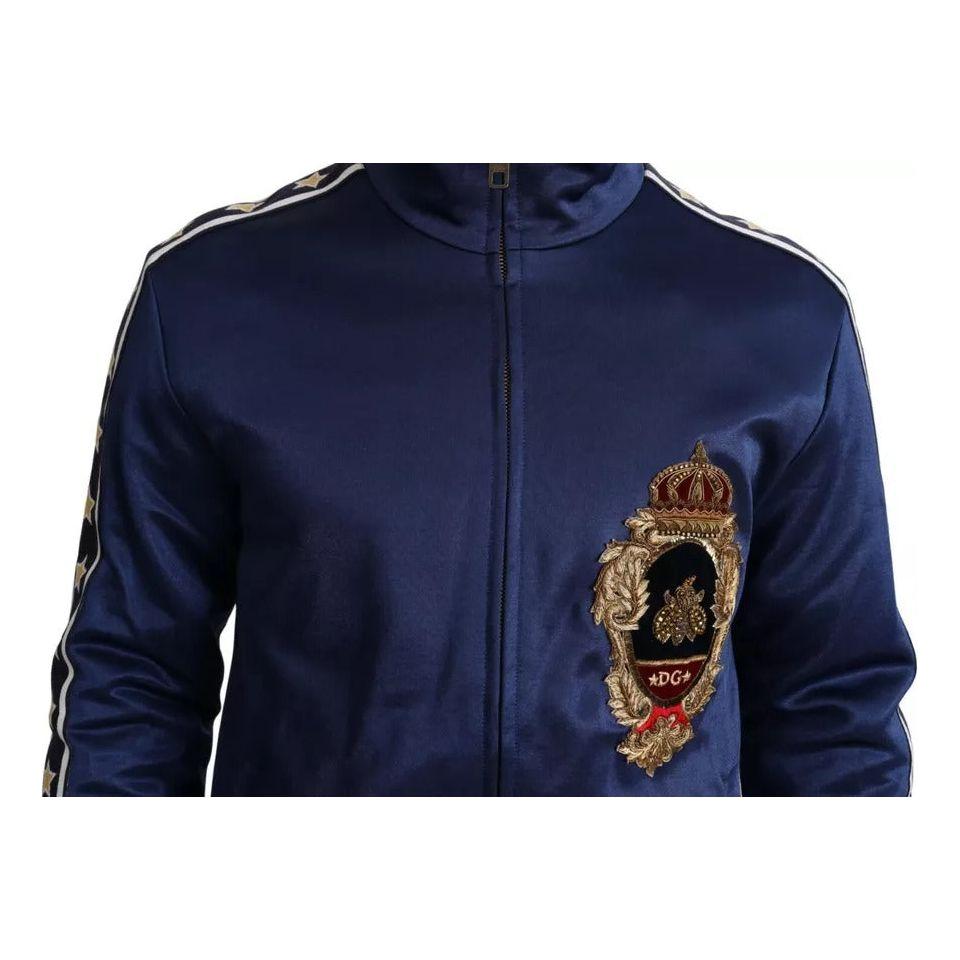 Dolce & Gabbana Blue Heraldic Patch Striped King Bee Sweater JKT2880-46