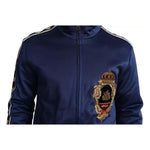 Dolce & Gabbana Blue Heraldic Patch Striped King Bee Sweater JKT2880-46