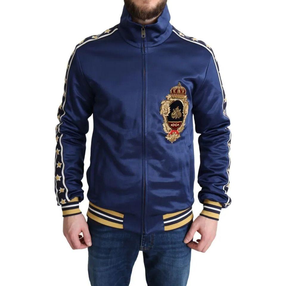 Dolce & Gabbana Blue Heraldic Patch Striped King Bee Sweater JKT2880-46