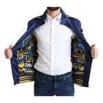 Dolce & Gabbana Blue Heraldic Patch Striped King Bee Sweater JKT7883-50