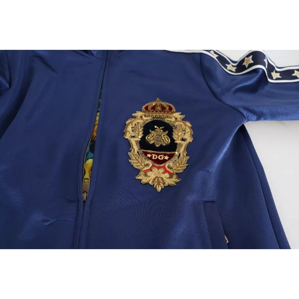 Dolce & Gabbana Blue Heraldic Patch Striped King Bee Sweater JKT7883-50