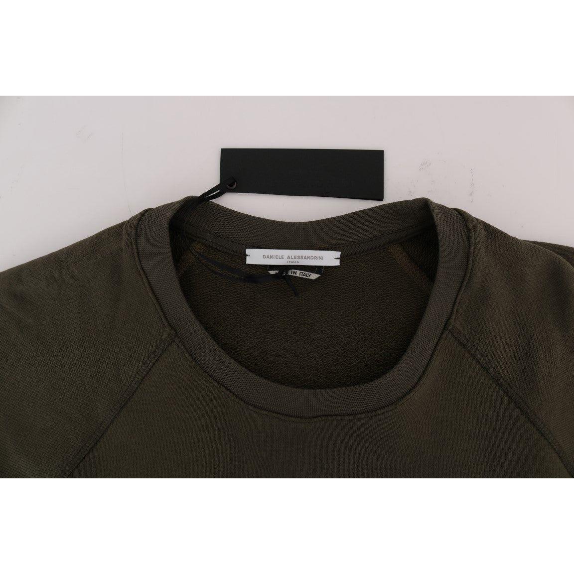Daniele Alessandrini Green Crewneck Cotton Sweater TSH1339#2-2