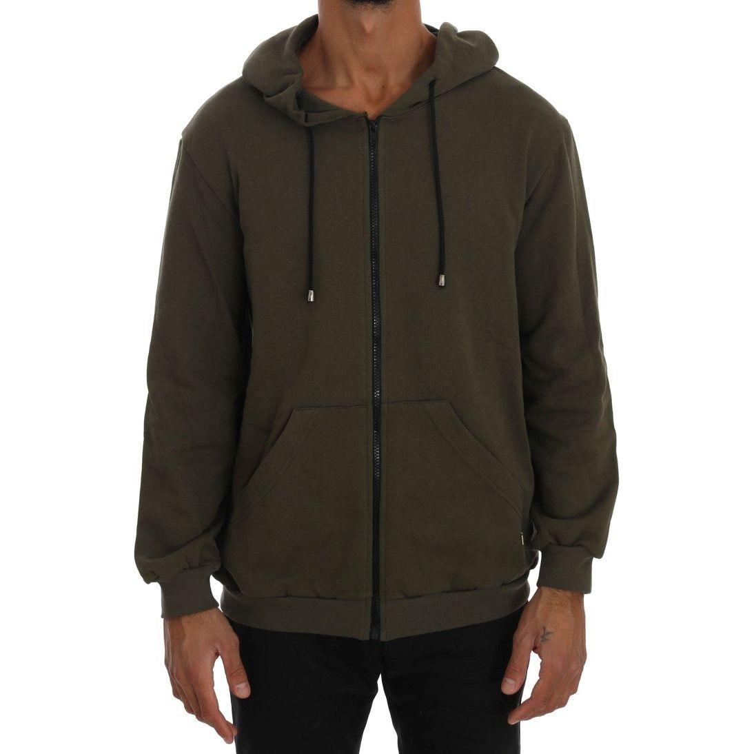 Daniele Alessandrini Green Full Zipper Hodded Cotton Sweater TSH1345-4