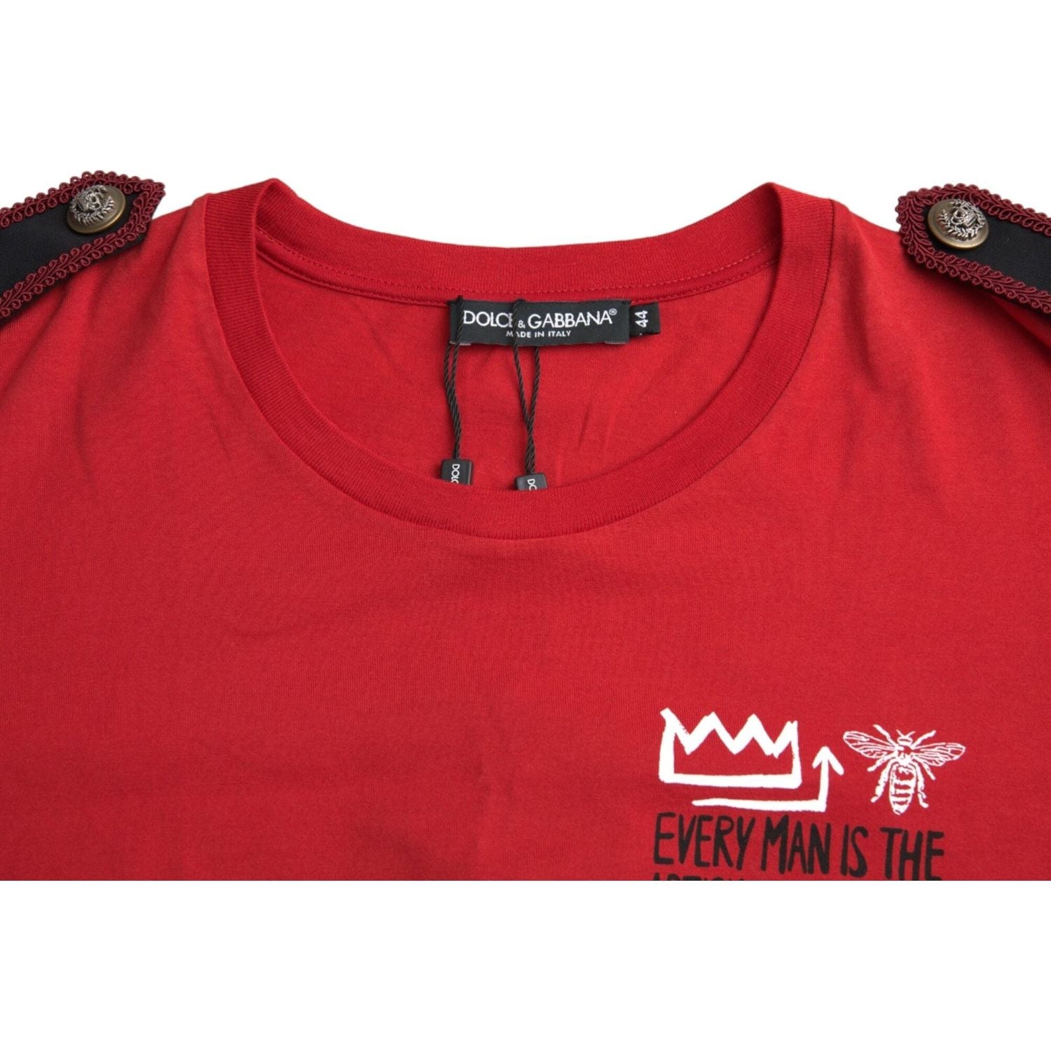 Dolce & Gabbana Red Cotton Graphic Print Crew Neck T-shirt