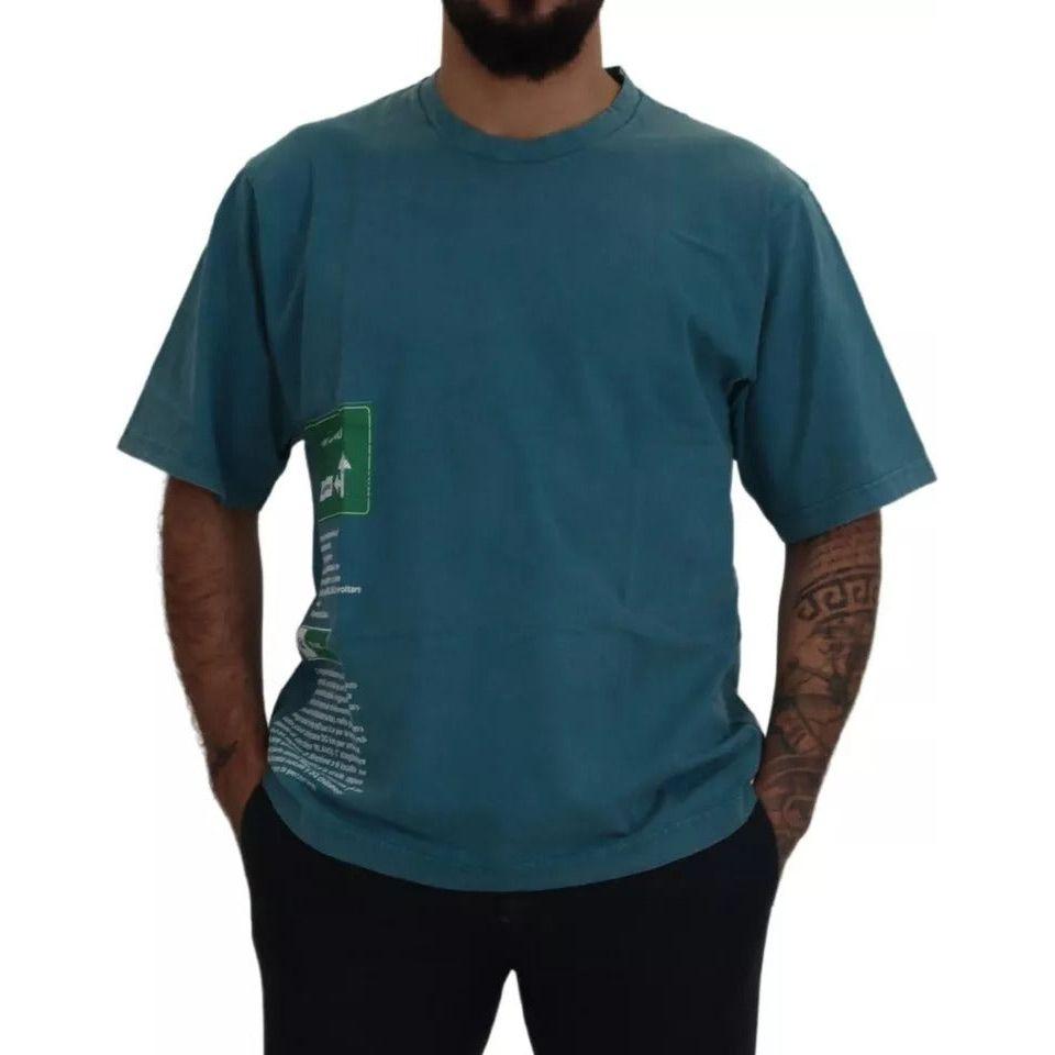 Dolce & Gabbana Blue Logo Print Crewneck Tee Cotton T-shirt TSH83080-44
