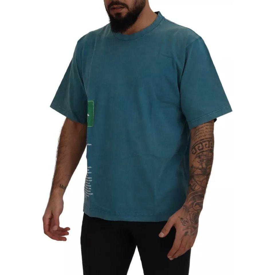 Dolce & Gabbana Blue Logo Print Crewneck Tee Cotton T-shirt TSH83080-44
