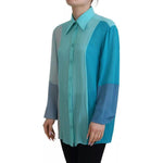 Dolce & Gabbana Blue Collar Long Sleeve Blouse Silk Top TSH83197-40