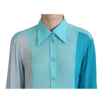 Dolce & Gabbana Blue Collar Long Sleeve Blouse Silk Top TSH83197-40