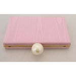 Dolce & Gabbana Pink Silk Gold Frame Clutch Evening Party Purse Bag BAG1006