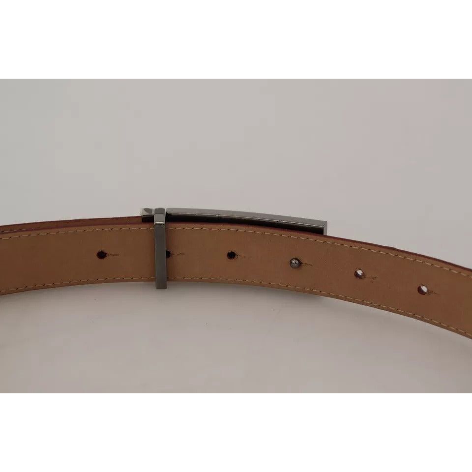 Dolce & Gabbana Brown Leather Gold Engraved Metal Buckle Belt BEL8926-90