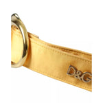 Dolce & Gabbana Gold Satin Leather Oval Metal Buckle Belt WMB327-85