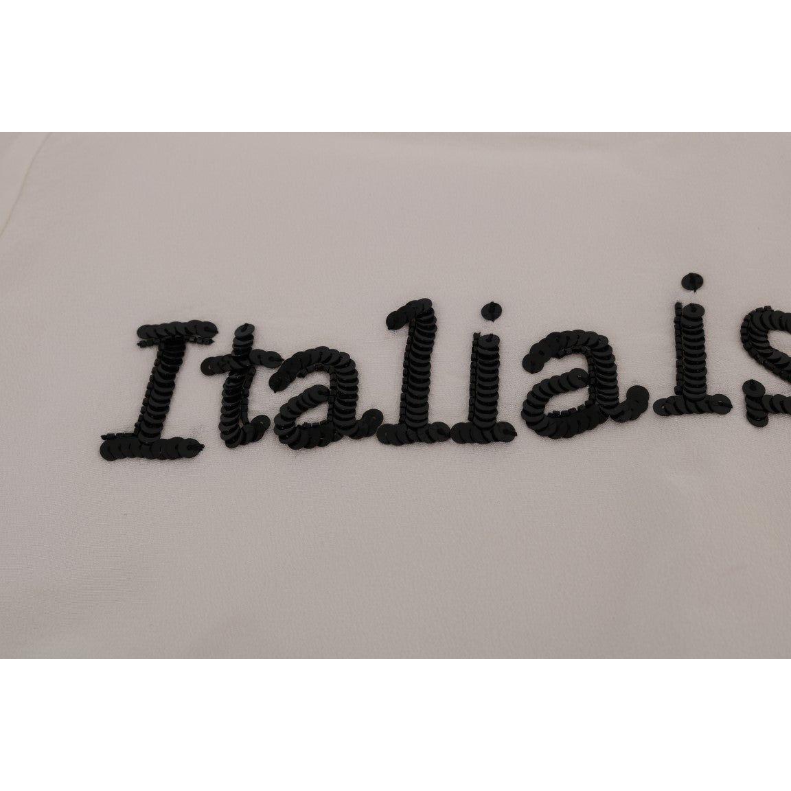 Dolce & Gabbana White Silk ITALIA IS LOVE Blouse T-shirt